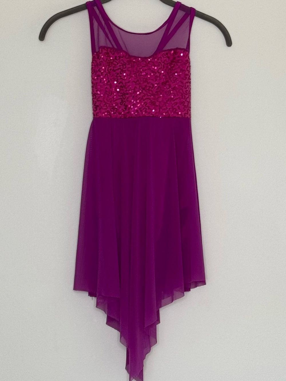 Weissman Magenta Sequin Bodice leotard Dress